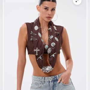 Cowgirl Brown Cropped Vest with Silver Accents